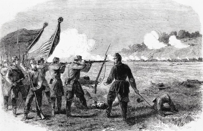 The Civil War in America, Engagement between the 71st New York and an Alabama Regiment at the Battle of Bull Run. Illustration for The Illustrated London News, 31 August 1861.